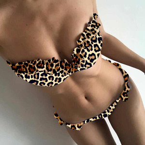 Maillot de bain sexy deux pièces push-up pour femme, ensemble bikini bandeau et string uni 2026 - Product Image 1