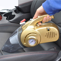 Pompe à air électrique portative 4-en-1 puissante 12V avec aspirateur et éclairage LED pour voiture et mesure de pression