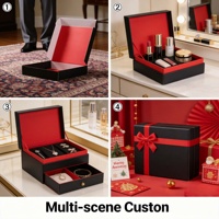 Caja de Regalo Corrugada Personalizada, Exterior Negro Mate, Interior Rojo Brillante, Embalaje de Envío Impreso por Ambos Lados para Comercio Electrónico en EE. UU.