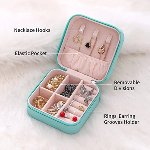 Boîte à bijoux en cuir PU <span class=keywords><strong>rose</strong></span>, petite, pour la vente en gros en usine, organisateur de bijoux, boîte de rangement portable de voyage, mini boîte à bijoux - Product Image 5