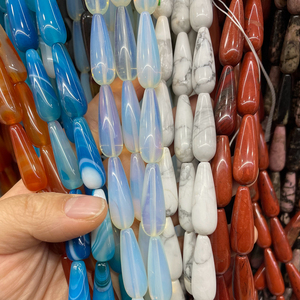 10*30mm de largo lágrima gota piedra Natural ágata Ojo de Tigre jaspe Jade cristal cuentas Lisas para DIY joyería hacer pendientes collar - Product Image 1
