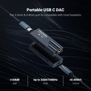 Fosi Audio DS1 DSD512 <span class=keywords><strong>DAC</strong></span> HiFi, Amplificador de Auriculares, Mini <span class=keywords><strong>DAC</strong></span> USB, Compatible con 32bit/768kHz, con Salidas Duales de 3.5MM y 4.4MM - Product Image 2
