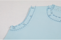 Ensemble élégant tricoté SR2510 de haute qualité : Cardigan élastique et robe sans manches à volants avec décoration de perles