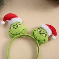 Grinch Weihnachts-Stirnband 3D Lustiger Plüsch-Cartoon-Hut Direktverkauf ab Werk Polyester Umweltfreundliche Festliche Dekorations-Requisite