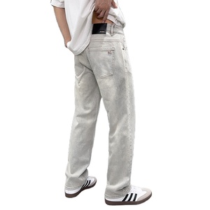Pantalones Vaqueros Clásicos Gris <span class=keywords><strong>Cemento</strong></span> Lavado al por Mayor, Estilo Urbano, <span class=keywords><strong>Color</strong></span> Sólido, Minimalistas, Oversize, de Corte Recto, de Algodón <span class=keywords><strong>para</strong></span> Hombre - Product Image 2