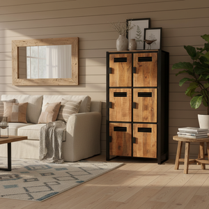 Modern Six-Door Solid Wood Metal Living Room <b>Cabinets</b> Wardrobes Home Decor Farmhouse Bathroom School Application Home Furniture - Product Image 3