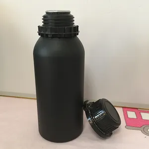 Lege Ronde Aluminium Etherische Oliefles 1000Ml Matte Zwarte Aluminium Fles Op Voorraad Aluminium Container Met Deksel