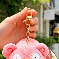 Pendentif en peluche Slowpoke, breloque de sac en forme de tête, porte-clés en peluche douce, poupée rose, cadeau pour enfants