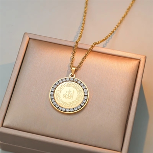 <span class=keywords><strong>Collana</strong></span> <span class=keywords><strong>con</strong></span> incisione Ayatul Kursi islamica Eid in acciaio inossidabile 316 impermeabile, gioielli alla moda <span class=keywords><strong>con</strong></span> zirconi - Product Image 4