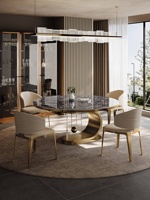 Chaise de salle à manger en cuir PU de luxe italien Lonkin, style moderne, acier inoxydable, pour restaurant, hôtel, villa, fauteuil