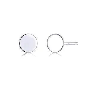 BAGREER SCE693 Korean Stylish 925 Sterling Silver Plated Round Dot Small Stud Earrings Women Girls