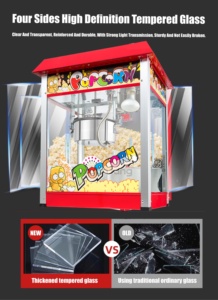 <span class=keywords><strong>Machine</strong></span> à popcorn à air chaud professionnelle 1400W, modèle de table commercial, agitation automatique, style rétro, appareil à grignoter pour les fêtes, le cinéma à domicile, 220V - Product Image 4