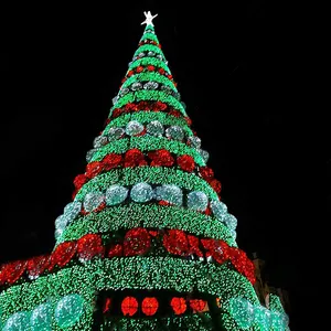 人工巨大金属フレームクリスマスツリーサプライヤーLEDライト付き大型クリスマスツリーXMASツリー