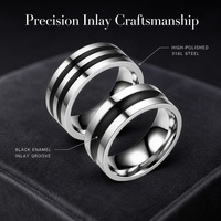 Bague en acier inoxydable de qualité médicale, sans nickel, à fond rainuré, accessoires de mode, vente en gros pour hommes