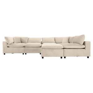 Modern Ivory Velvet Modular Convertible Sectional <b>Sofa</b> for Living Room and Villa Oversized 6 Seat Hotel - Product Image 6