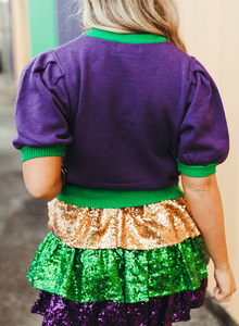 Dear-Lover Nuovi Arrivi all'Ingrosso, Maglione a Maniche Corte con Grafica <span class=keywords><strong>Viola</strong></span> per il Mardi Gras - Product Image 4