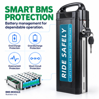 Baterai Ebike 36V 48V Lithium Ion, Baterai Rangka Downtube, Baterai Sepeda Listrik Lepas Pasang dengan Kunci BMS dan Pengisi Daya