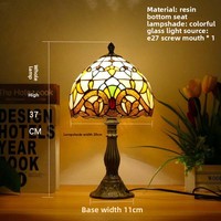 Lampe de table en verre teinté style baroque rétro avec motif de roses et de raisins, lampe de chevet LED pour la décoration de la chambre à coucher