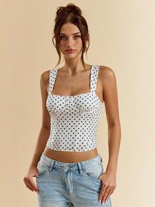 Top Corsetto Senza Spalline Stile Francese Primavera 2026, Sexy Modellante con Stampa a Pois, Versatile per Feste e Appuntamenti - Product Image 3