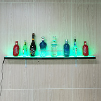 Étagère de présentation de boissons alcoolisées 40 "Flottante murale éclairée par LED Profondeur d'étagère de bouteille d'alcool Profondeur 15cm