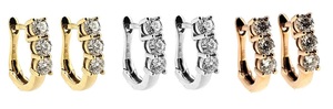 Boucles d'oreilles créoles Huggie en or blanc massif 18 carats avec diamants véritables taille brillant, style vintage, pour femme, cadeau de mariage, par Daily Design Fine Jewelry - Product Image 4