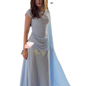 Vestido de Fiesta Formal para Mujer, con Tirantes Cruzados, Plisado, Corte en A, Simple, Transpirable, Mezcla de Algodón y Malla, Cuello Redondo, Diseño Sólido - Product Image 3