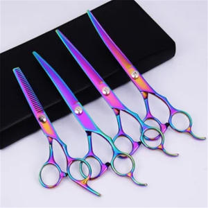 ชุดกรรไกรตัดแต่งขนสัตว์เคลือบสี 7 นิ้ว สแตนเลสสตีล โค้ง สำหรับแมว อเนกประสงค์ - Product Image 4