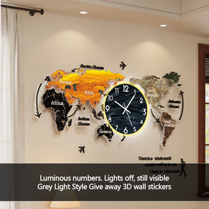 Reloj de Pared con Mapa del <span class=keywords><strong>Mundo</strong></span> LED, Reloj de Arte con Mapa del <span class=keywords><strong>Mundo</strong></span> en Acrílico, Funciona con Pilas, Apto para Sala de Estar, Oficina y Dormitorio - Product Image 5