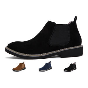 Stivaletti Chelsea da <span class=keywords><strong>Uomo</strong></span> alla Moda in Pelle Scamosciata Nera di Alta Qualità con Logo Personalizzato per l'Inverno - Product Image 1