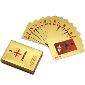 Best Quality Manufacturer Personalized PVC Plastic Waterproof Metal 24K Golden Foil Poker Cards Custom 999.9 Gold Playing Cards