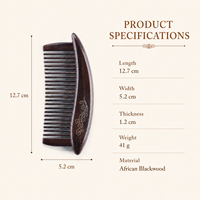 Peigne en bois d'ibériol africain en gros avec incrustation de fil de cuivre, peigne de poche en bois fait main pour salon, voyage, coffrets cadeaux de toilettage