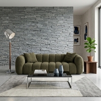 Canapé compact 2 places en velours côtelé, design minimaliste et sans armature, certifié CE, par un fabricant professionnel