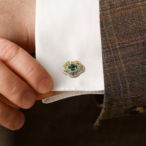 男性と女性のための新しい流行の18K金メッキターコイズカフスボタンピースロックシャツ - Product Image 5