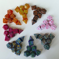 Jeu de dés personnalisé de 7 pièces du MDN, élément du Festival des fantômes d'Halloween, motif de jeu de société en acrylique polyédrique à multiples facettes pour donjons