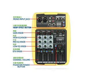 EMAO-mezclador de audio profesional B4-MX, 4 canales de conexión inalámbrica, con tarjeta de sonido y color personalizado