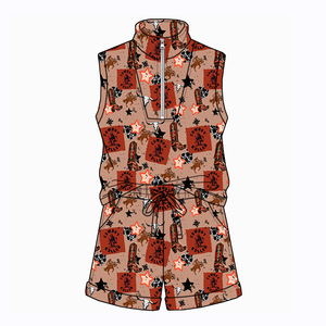 Nouveautés de l'été : Costume pour garçons personnalisé en couleur/motif, avec short <span class=keywords><strong>sans</strong></span> manches et fermeture éclair, pour tenue d'enfant - Product Image 6