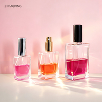 Flacons de parfum carrés en verre de 30 ml, 50 ml, 100 ml avec col à vis, vides, rechargeables, impression sérigraphique disponible