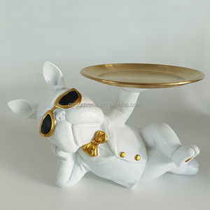 Résine bouledogue bureau stockage Statue Animal Sculpture Table multi-fonction bureau décor à la maison pièce tirelire plateau de rangement - Product Image 5