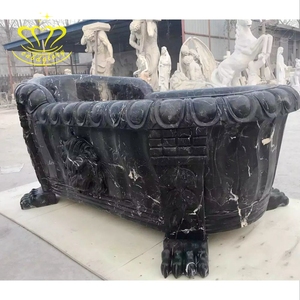 Statue moderne en marbre noir tête de lion égouttoir de baignoire autoportant pour salle de bain hôtel cuisine villa parc robinet inclus - Product Image 3