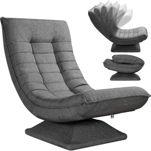 Floor Chair Adjustable Backrest 360&deg; Rotatable Foldable 150 kg Load Capacity Padded Living Room Gaming Relax Floor Chair Black - Product Image 2
