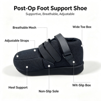 Chaussure post-opératoire à bout fermé, personnalisée, directement d'usine, avec protection d'orteil amovible, en maille 3D respirante, à scratchs, avec semelle compensée en EVA, pour la récupération des hallux valgus