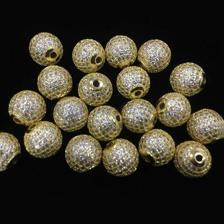 China Micro pavé de latón corte Cz Diamond Metal Gallery Beads para la fabricación de joyas