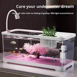 ตู้ปลาพลาสติกตั้งโต๊ะ ซากุระ ภูมิทัศน์เชิงนิเวศ ปลาทอง ปลากัด พร้อมระบบกรอง ออกซิเจน หมุนเวียนน้ำอัตโนมัติ สำหรับใช้ในบ้าน - Product Image 2