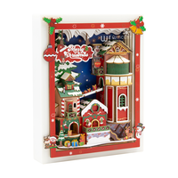 Wincent Artisanat en bois fait main DIY 3D Puzzles Maison de poupée miniature en bois avec lumières LED