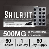 Capsules de Shilajit JBY 500 mg par portion, naturelles, plus de 85 oligo-éléments, acide fulvique, sans gluten, sans OGM, complément alimentaire végétalien