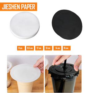 Revestimientos blancos a prueba de fugas para tapas de tazas, almohadillas redondas de papel de sellado, papel impermeable a prueba de derrames para taza de bebida de plástico, té de la leche y café - Product Image 2