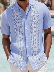 Camisa informal estampada de manga corta para hombre, con botones, para vacaciones de verano, ropa de playa - Product Image 4