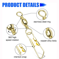 50Pcs Konektor Putar Pancing dengan Pengunci Tembaga, Konektor Snap Swivel Kekuatan Tinggi, Aksesoris Rig Pancing Umpan