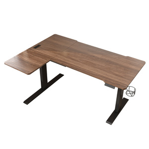 Bureau d'angle moderne en L à double moteur électrique, 1400*1100mm, avec plateau MDF et panneaux interchangeables gauche/droite, pour OEM - Product Image 1