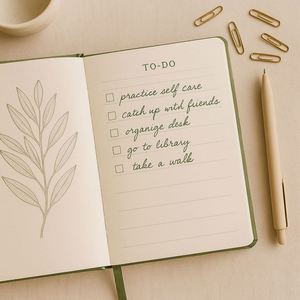 Olive Green Notebook Gift Set Debossed <b>Leaf</b> Design Minimalist PU Leather Journal and Beige Pen in Gift Box - Product Image 5